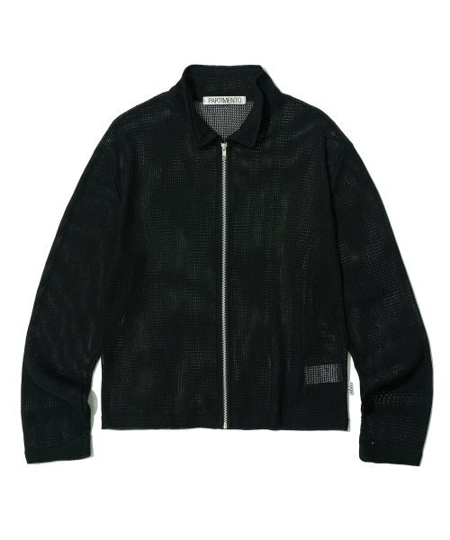 Mesh Net Zip‑up Cardigan black — сетчатый кардиган на молнии, черный