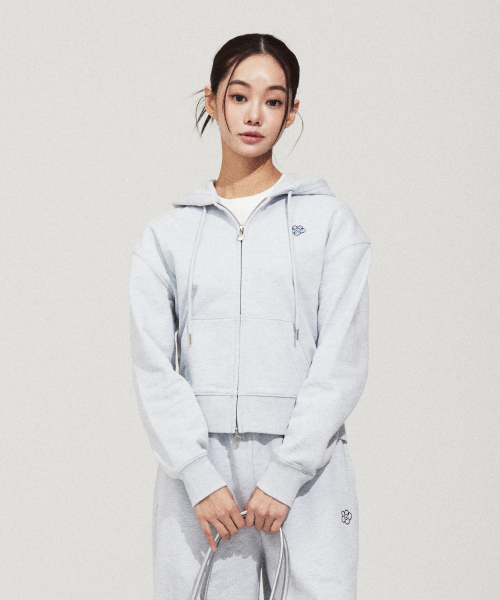 [26SS] Womens Liliwappen Crop Fudgip App Light Gray — женский кроп‑топ, легкая серая расцветка
