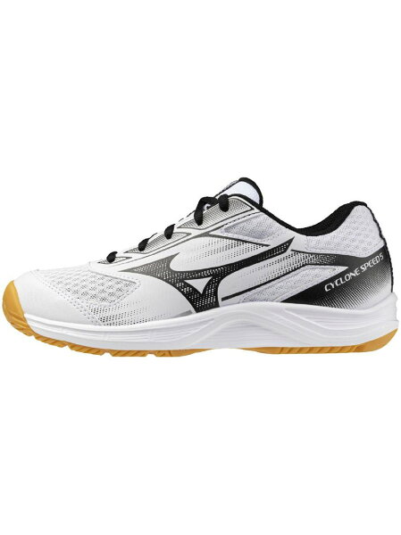 Mizuno Cyclone Speed 5 Jr. Low Cut — детские футбольные бутсы бело‑чёрные V1GD251058
