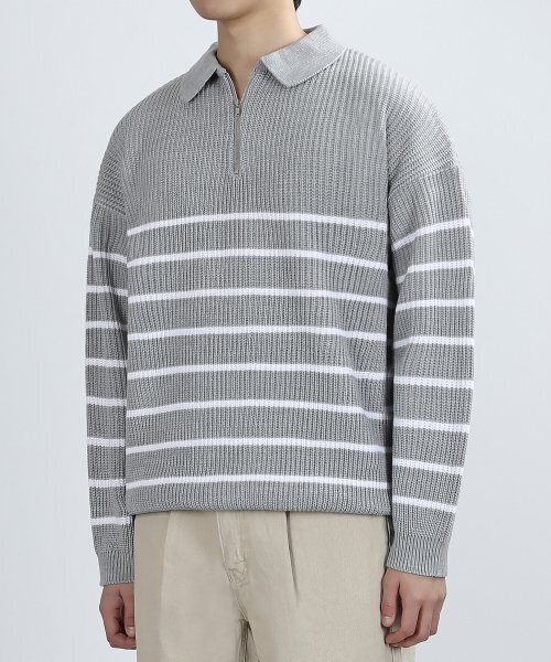 Half Stripe Collar Knit (серый)