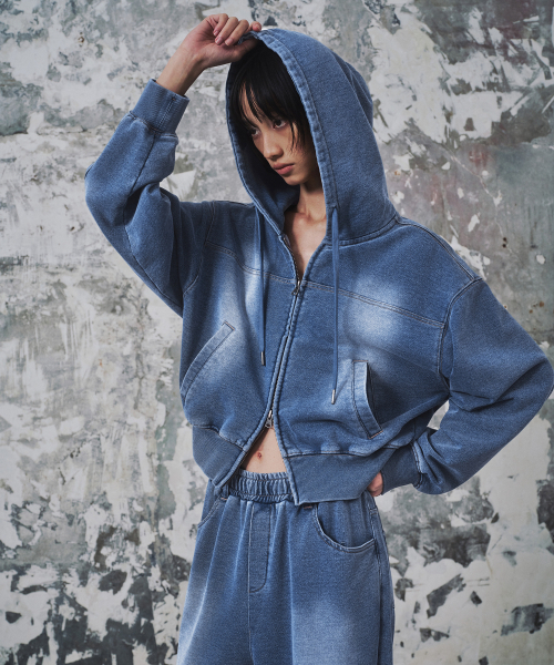 Women's Fei‑ded hooded fur park [blue grey]