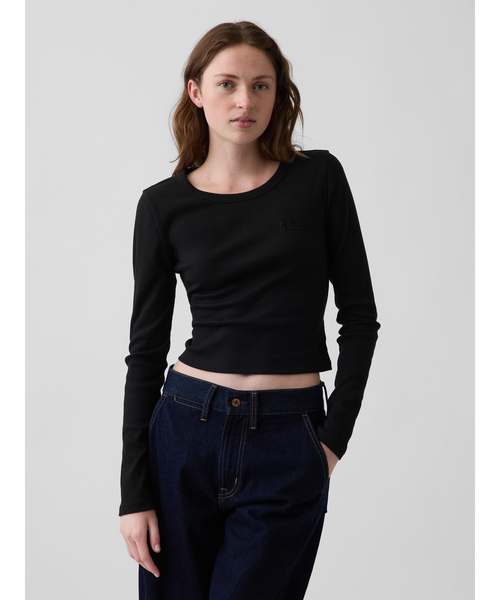 Rib Cropped GAP логотип‑футболка