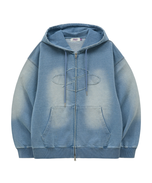 Crewbar logo applique double‑woven front zip up — чёрная толстовка‑крупная вязка с принтом