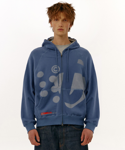 Dot‑Com Zip‑Up Hoodie Dusty Blue