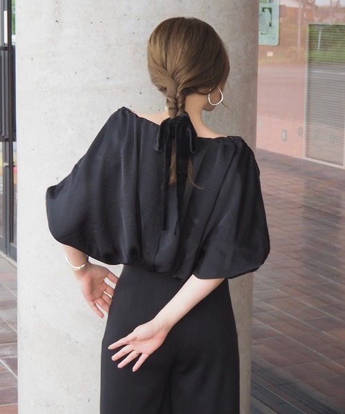 Атласная блузка с рукавом‑фонарик / satin balloon sleeve blouse