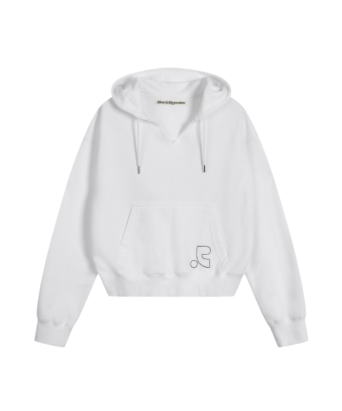 V‑NECK CROPPED HOODIE — худи укороченное, белое