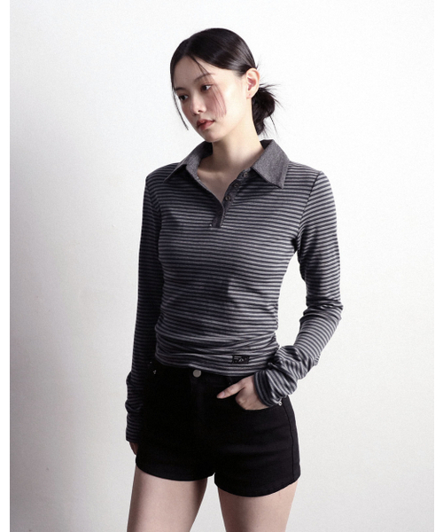 Paul Longsleeve Stripe Chocal — полосатая длинная футболка (Paul)