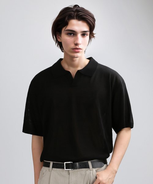Collar Half Mesh‑Knit (Black) — полумеш‑вязаный воротник, черный