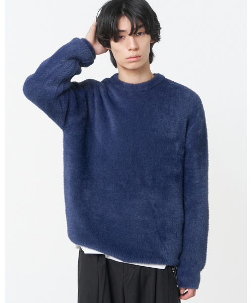 Hairy crewneck knit — вязаный свитшот NAVY