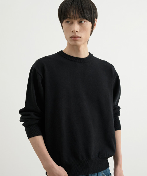 Woshable Semi‑crop knit pullover — короткий вязаный пуловер, черный