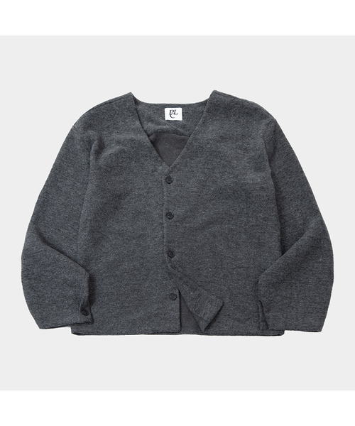 Basic V-neck soft heart layered classic night cardigan [grey]