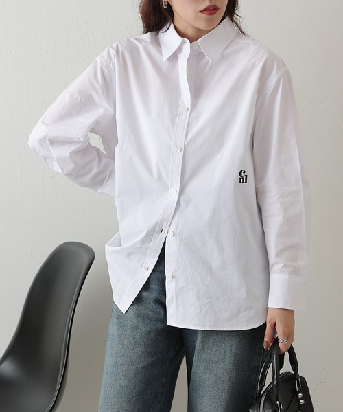 刺繍 Logo Cotton Shirt — рубашка с вышивкой логотипа