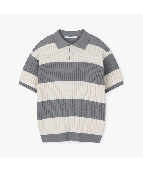 Плетёная полусвитерная футболка «Preppy Stripe Collar» — 5 цветов, короткий рукав
