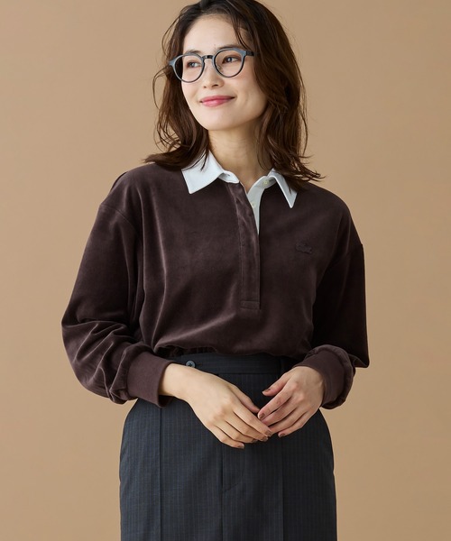 Loose‑style side split broad polo shirt (бело‑плен)