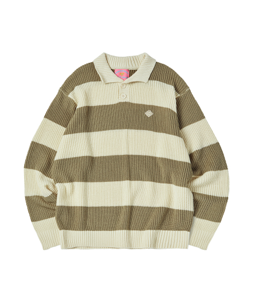 Свободный вязаный воротник в полоску — BOLD STRIPE COLLAR KNIT (IVORY)