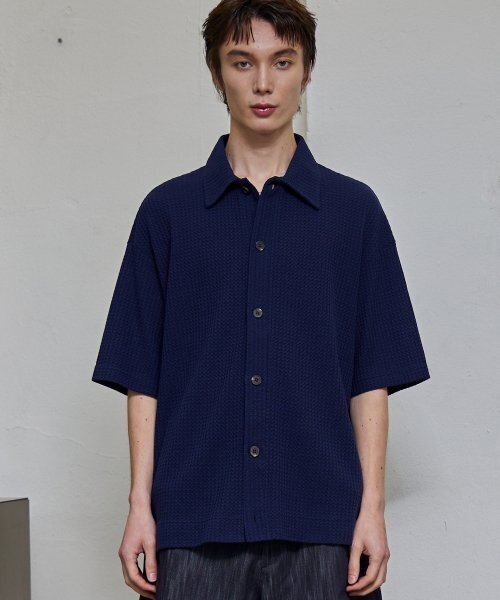 NET Half Sleeve Collar Cardigan (Navy) — кардиган с воротником, тёмно‑синий