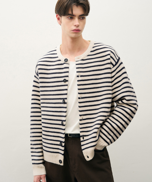 Straight‑fit Heavy Loop‑back Hooded Cardigan [Ivory] — толстовка‑кардиган Сtraight fit