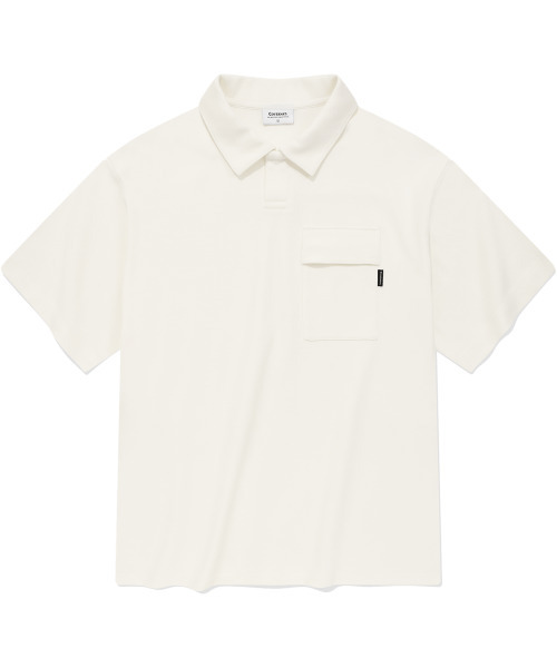 Open Collar Pocket T‑shirt — футболка с открытым воротником и карманом, белая