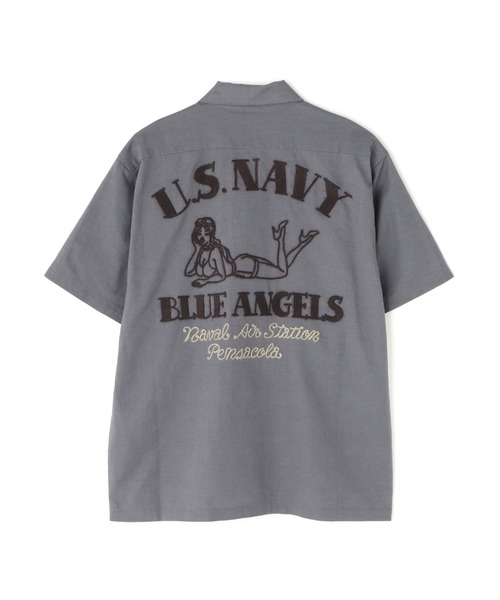 [WEB&DEPOT лимитированная] COTTON LINEN SHIRT "BLUE ANGELS" / хлопково‑ленная рубашка / AVIREX