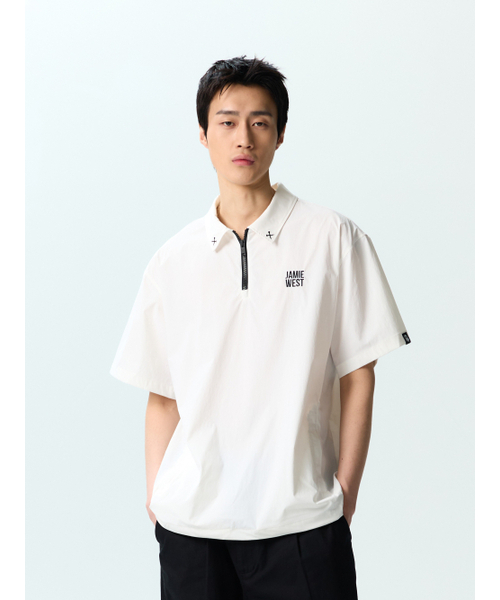 Nylon half‑zip джемпер белый