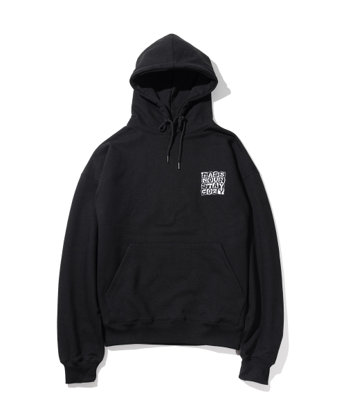 Cut‑long logo Hebio Overfit Hooded フードパーカー MSHHD001‑BK — оверсайз худи с логотипом (чёрный)