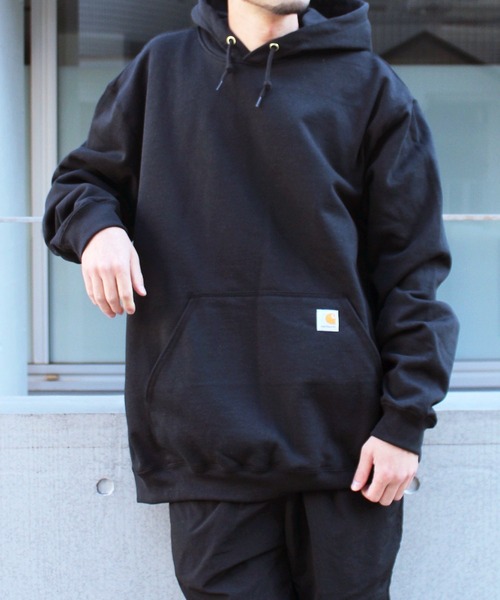 ★carhartt★ Carhartt Pull‑Over Parka — брендовая толстовка с капюшоном K121, коричневый логотип Big Shirt Parka