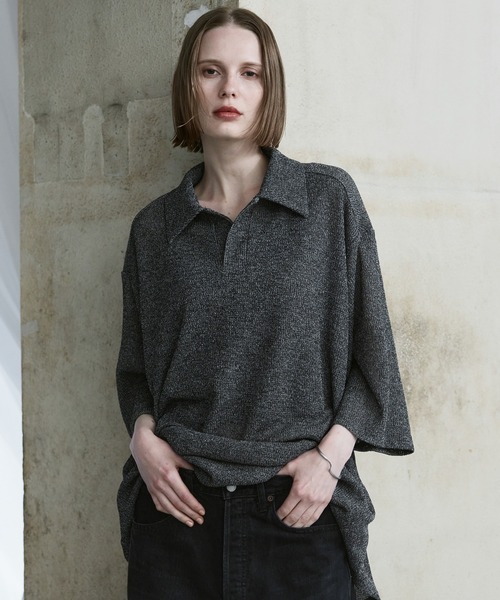 Loose melange skipper polo shirt — поло с рыхлым меланжевым креплением