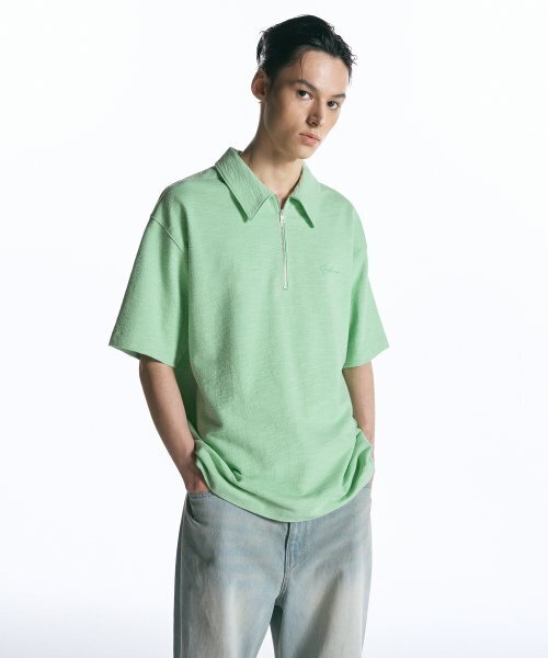 Текстрэд харфджип пол — лим-грин (tech shred half‑zip polo)