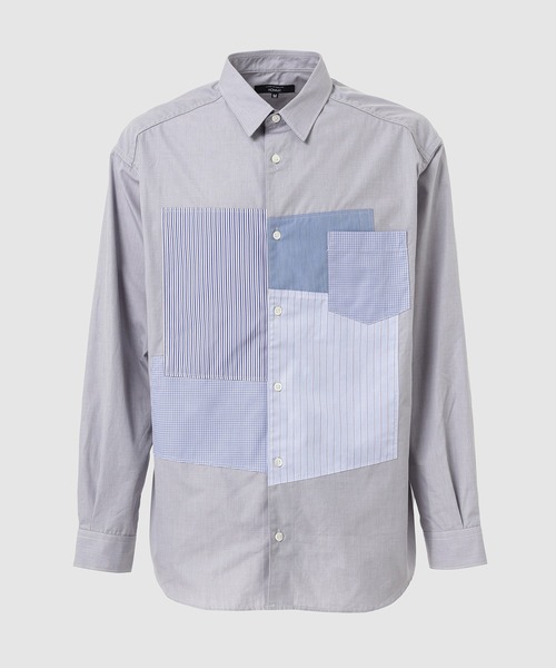 Пэчворк хлопковая полосатая рубашка (PATCHWORK COTTON STRIPE SHIRTS)