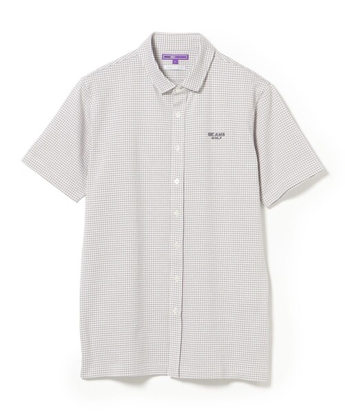 PURPLE LABEL — стрейч-рубашка Gingham (гингем) с коротким рукавом