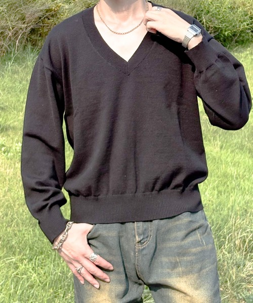 Bling leads — 12GG глубокий V‑neck knit