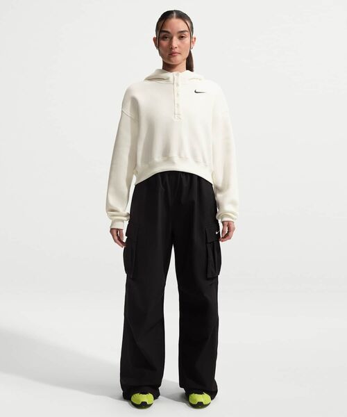 Nike Phoenix Fleece Women’s Oversized Cropped Hoodie IF0259-133 Sail — женская флисовая укороченная худи оверсайз, цвет Sail