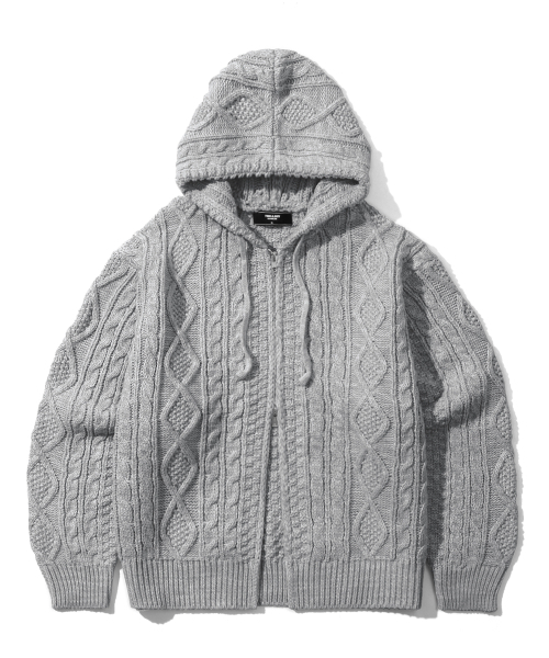 WASHABLE ARRANGE double front field zip-up knit (меланж) — вязаная куртка