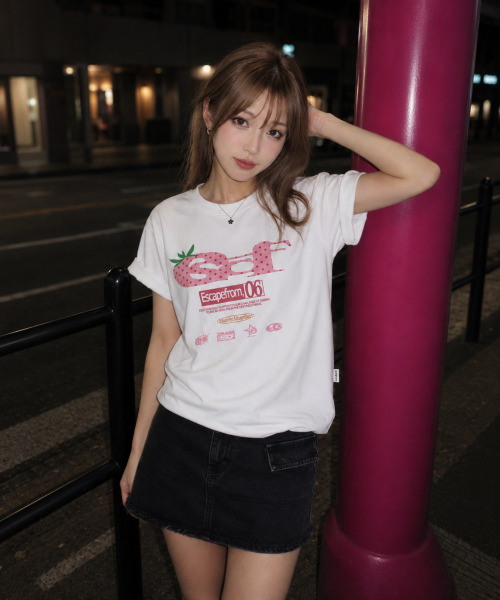 Строубриддт ESCF логотип, поло с принтом, полукап, белый, полусофт тенниска