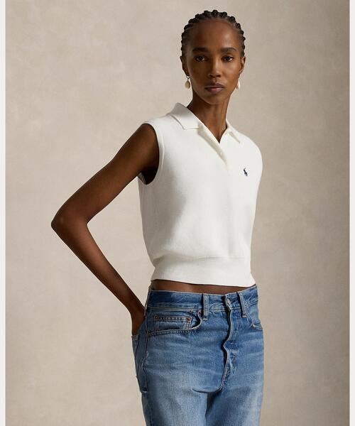 Cotton Clooped Slibress polo sweater