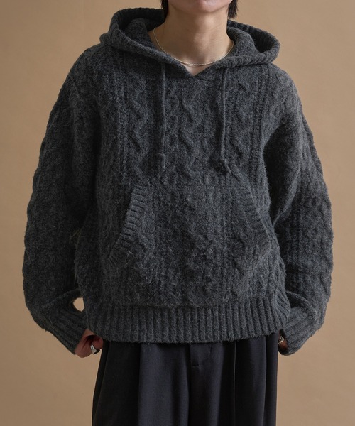 Cable loose knit parker — вязаная куртка‑кардиган