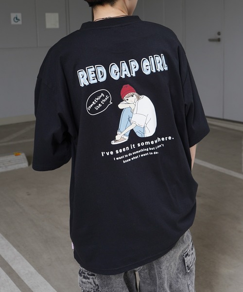 RED CAP GIRL Back Print / Front Print — полуприлегающая футболка с коротким рукавом, большой принт, унисекс