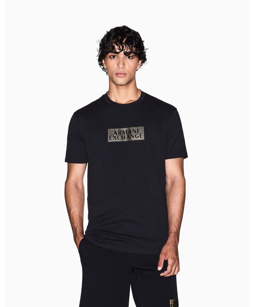 [A|X Armani Exchange] Gold Logo короткая рукавная хлопковая футболка/REGULAR