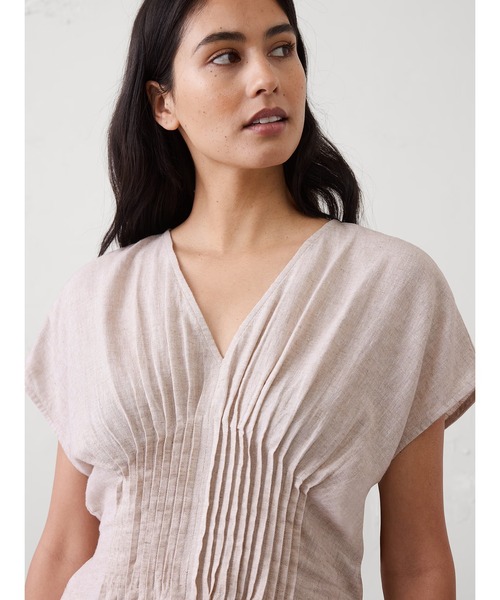 BANANA REPUBLIC FACTORY STORE Linen blend pintuck west top — топ с защипами