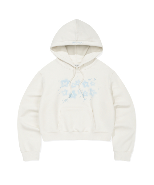 WIMENS Type Ipo Graffick Crop Hooded Pullover Cream — женская укороченная худи с графикой кремового цвета
