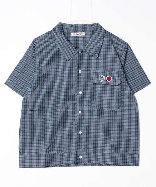 msb heart patch check shirt — рубашка в клетку с сердечным патчем