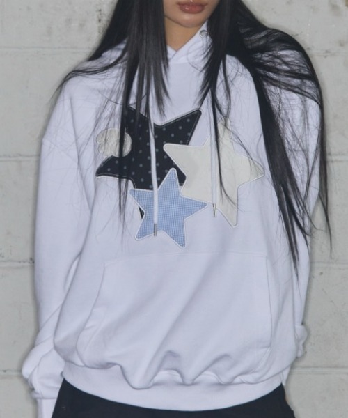 A'GEM/9 × .kom «FANCY CLUB/ФАН‑КЛУБ» MIX STAR ANGEL PATCH HOODIE — ангельская нашивка