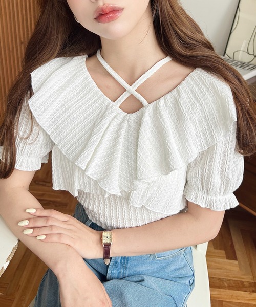 Кросслибовка полукруглая футболка с коротким рукавом Straight Sleeve Cowl Neck