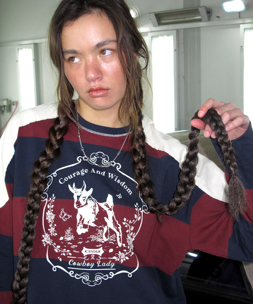 Vintage Rugby Stripe лонгслив T‑shirt — burgundy