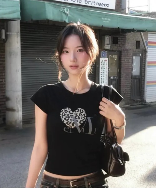 MUCENT прямой импорт/футболка SIERRA LEOPARD HEART HALF T унисекс (Sierra Leopard Heart)