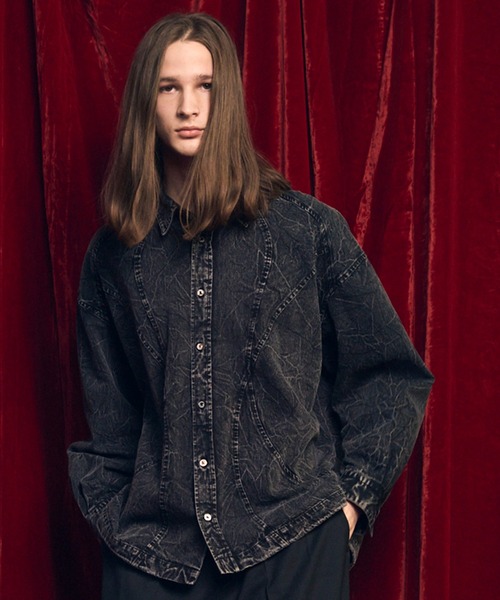 UNISEX Denim Curved Switching Shirt Blouson джинсовая куртка‑блузон MAISON SPECIAL