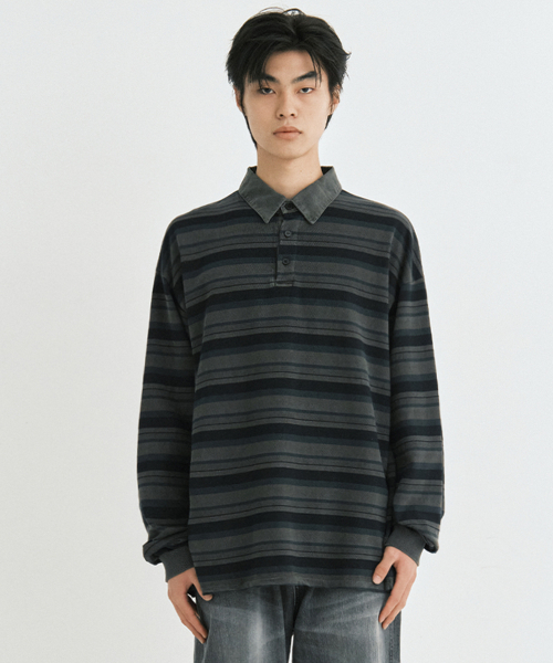 Vtg Evening stripe polo — винтажное тёмно-синее поло