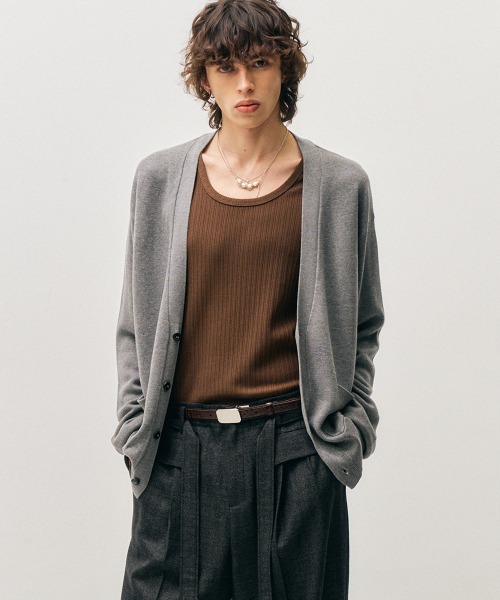 Essential Rules Fit V‑neck Cardigan (grey) — кардиган‑V‑образный вырез, серый