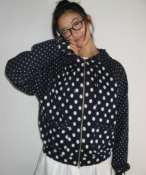 DOT RAGLAN HOODED ZIP UP — худи‑куртка с капюшоном и raglan‑рукавом, цвет Navy
