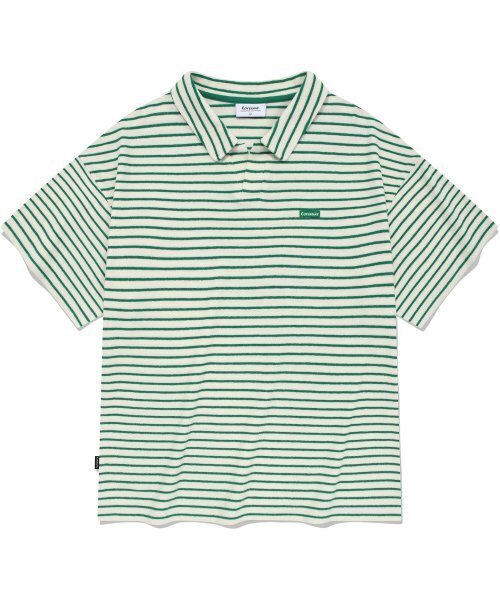 Trelis 트라이프 Open Collar T‑shirt — футболка с открытым воротником, цвет‑зелёный